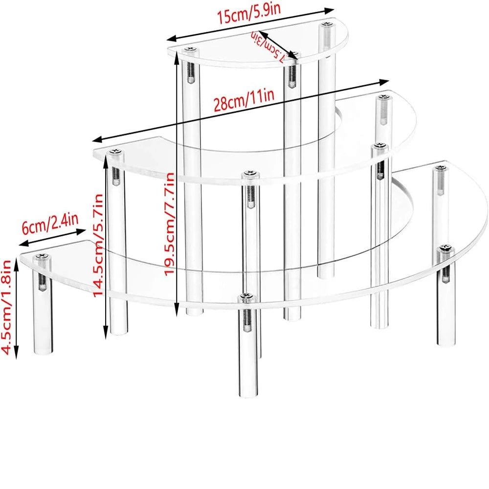 3-Tier Half Moon Acrylic Display Stand – Desserts & Cosmetics Acrylic Display Stand SPOT