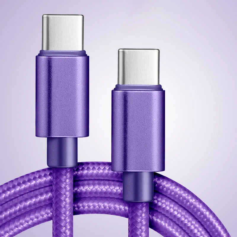 66W USB-C Fast Charging Cable 5A Nylon Braided 1m/2m/3m USB-C Charging Cable SPOT PU 2m