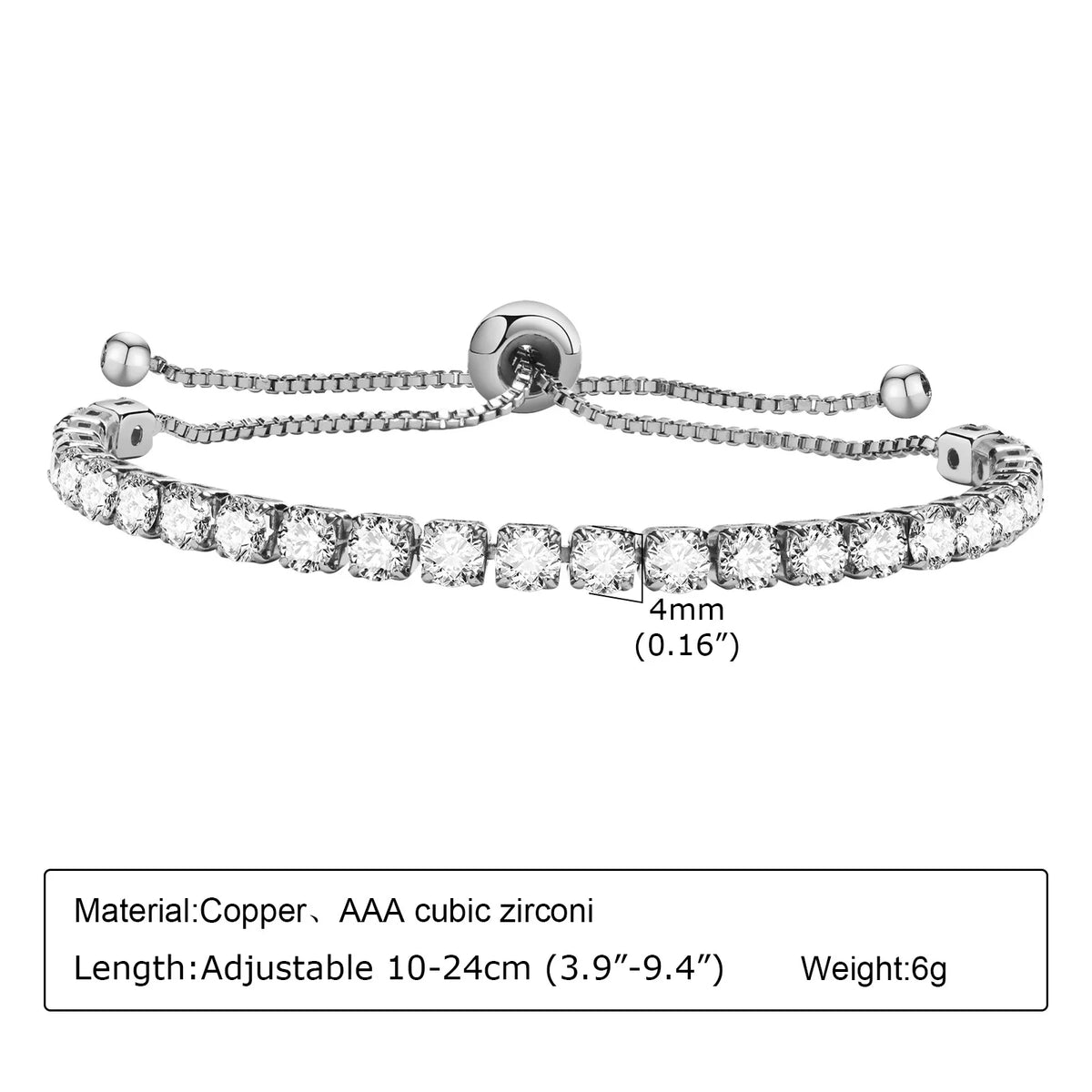 Women's CZ Tennis Bracelet – Gold Stainless Steel Adjustable CZ Tennis Bracelet SPOT PBR-017S