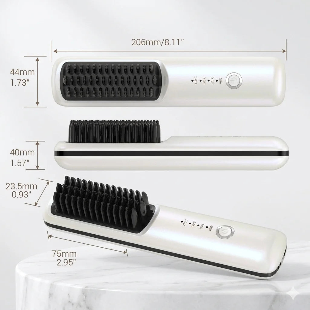 Wireless Ceramic Ionic Hair Straightener Brush – 2-in-1 USB Hair Straightener Brush SPOT