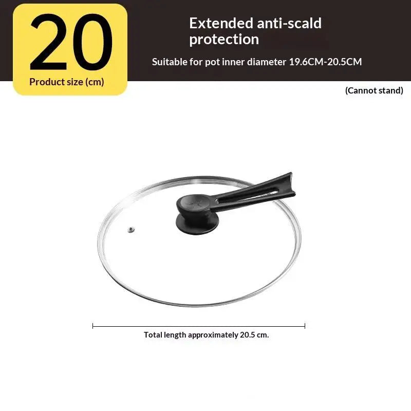 Tempered Glass Round Pot Lid with Steel Rim – 14 to 34cm Glass Pot Lid SPOT 20CM