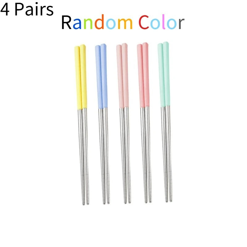 4-Pair Korean Stainless Steel Chopsticks – Anti-Slip Set Chopstick Set SPOT Default Title