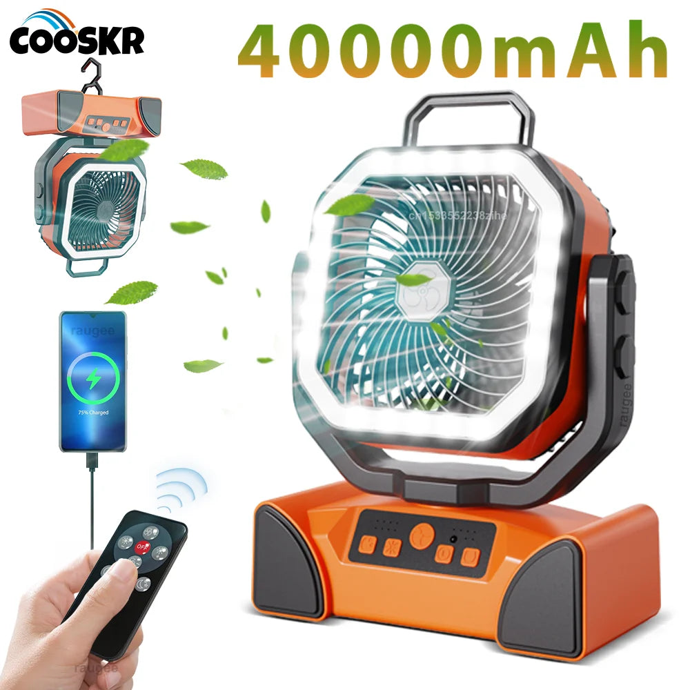 40000mAh Rechargeable Camping Fan | LED Light & Remote Rechargeable Camping Fan SPOT
