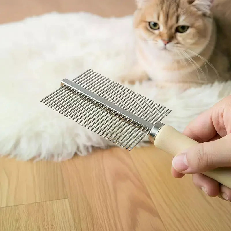 Pet Grooming Comb – Wood Handle & Stainless Steel Teeth Pet Grooming Comb SPOT
