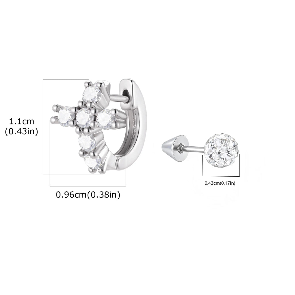 Silver CZ Stud Earrings – Cubic Zirconia Stackable Set 2 Pairs CZ Stud Earrings SPOT Style 4