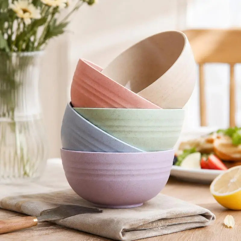 4-Pack Wheat Straw Bowls – Microwave & Dishwasher Safe Bowl Set SPOT
