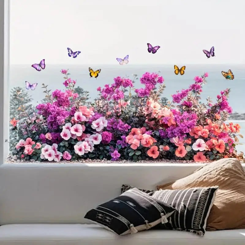 Wildflower Static Cling Window Stickers – No-Adhesive PVC Decals Window Cling Decals SPOT