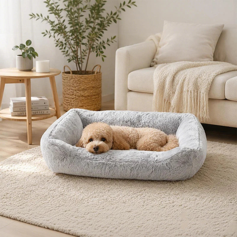 Plush Bolster Pet Bed – Washable & Non-Slip for Cats & Dogs Bolster Pet Bed SPOT