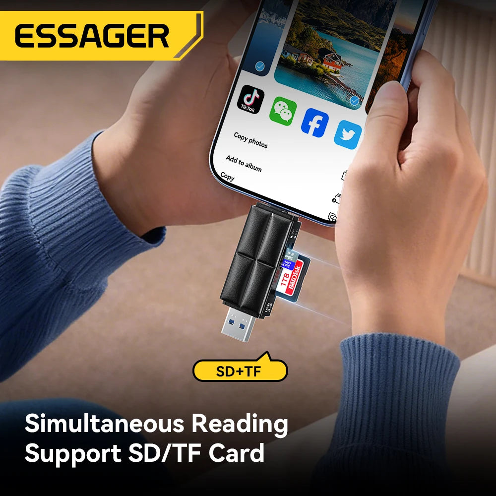 Essager USB 3.0 & Type-C SD Micro SD Card Reader Adapter Memory Card Reader SPOT