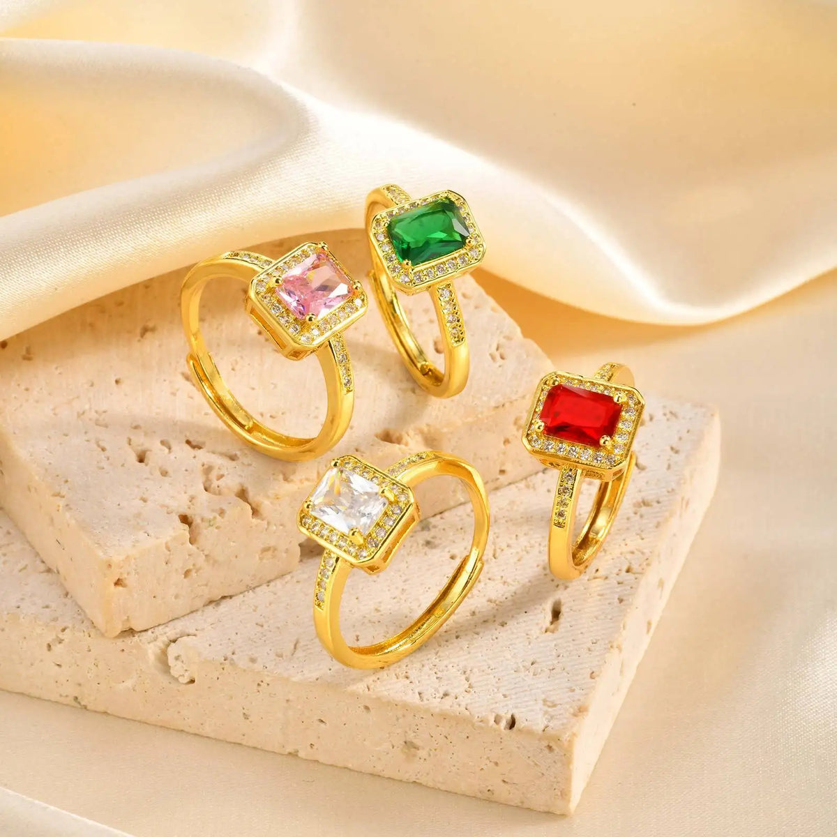 Meaeguet Adjustable Crystal Ring – 18K Gold-Plated Women Fashion Ring SPOT