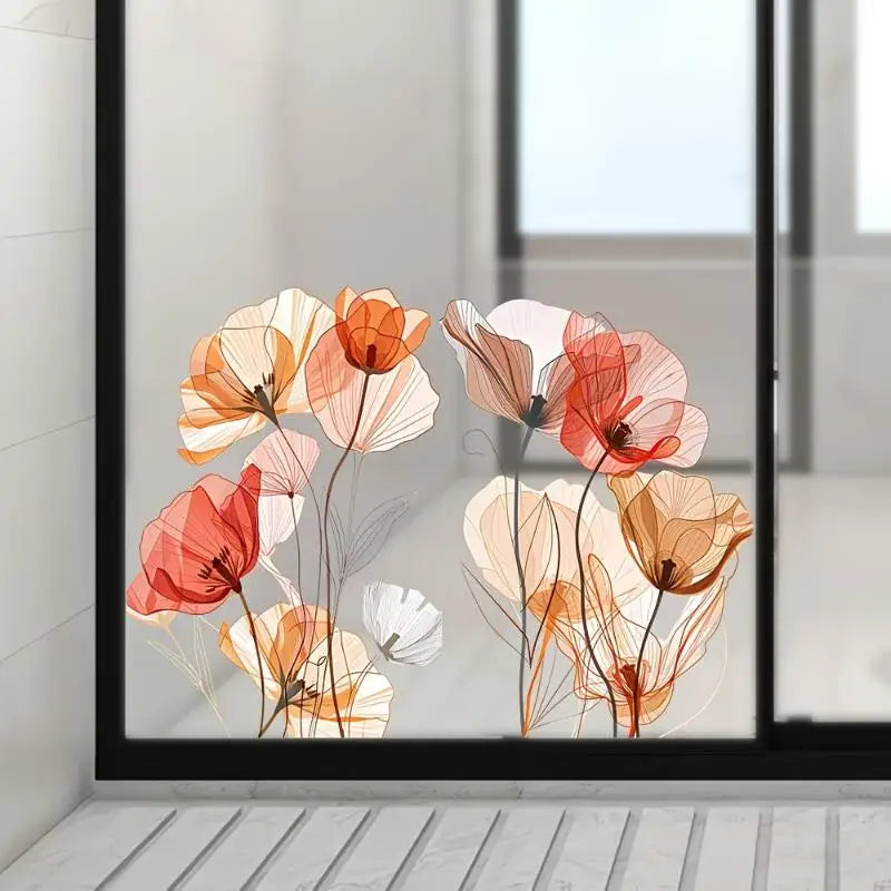 Rose Floral Glass Door Sticker – Removable Waterproof PVC Decal Window Decal Sticker SPOT A5