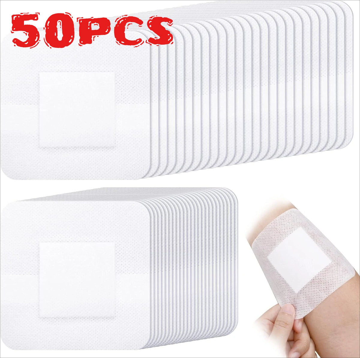 50-Pack Large Hypoallergenic Adhesive Bandages | Breathable Adhesive Wound Dressing SPOT