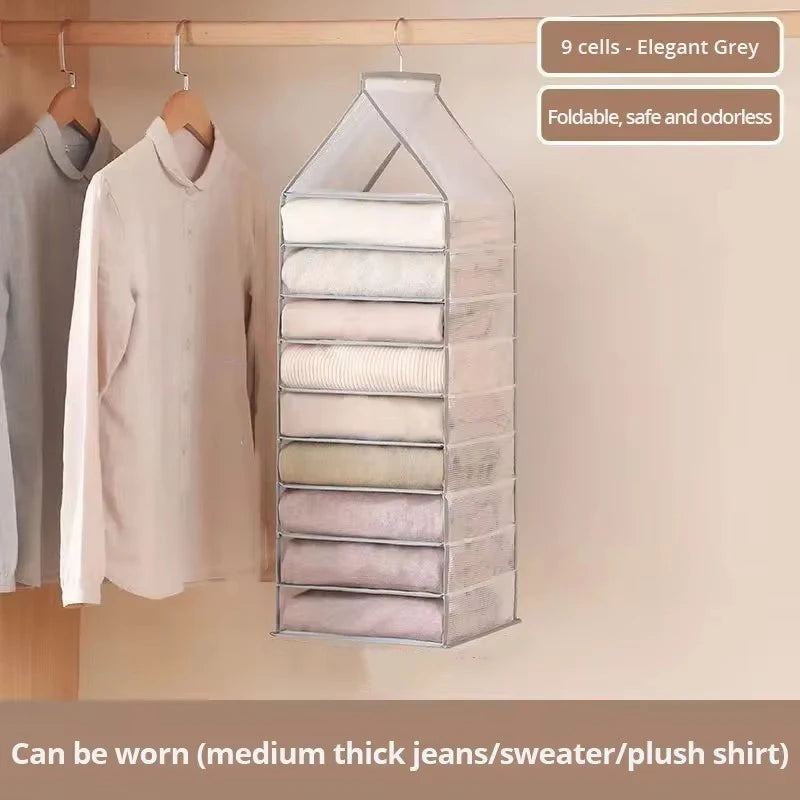 Hanging Wardrobe Storage Bag – Closet Organizer for Clothes Hanging Closet Organizer SPOT 9 compartments
