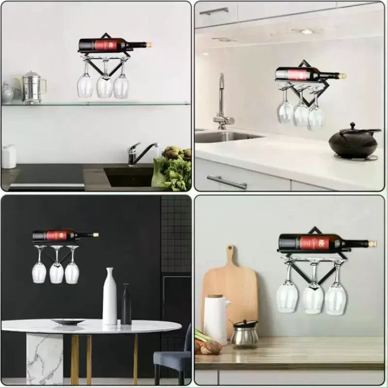 Wall Mount Wine Rack – Bottle & Glass Holder for Home Bar Wall Wine Rack SPOT