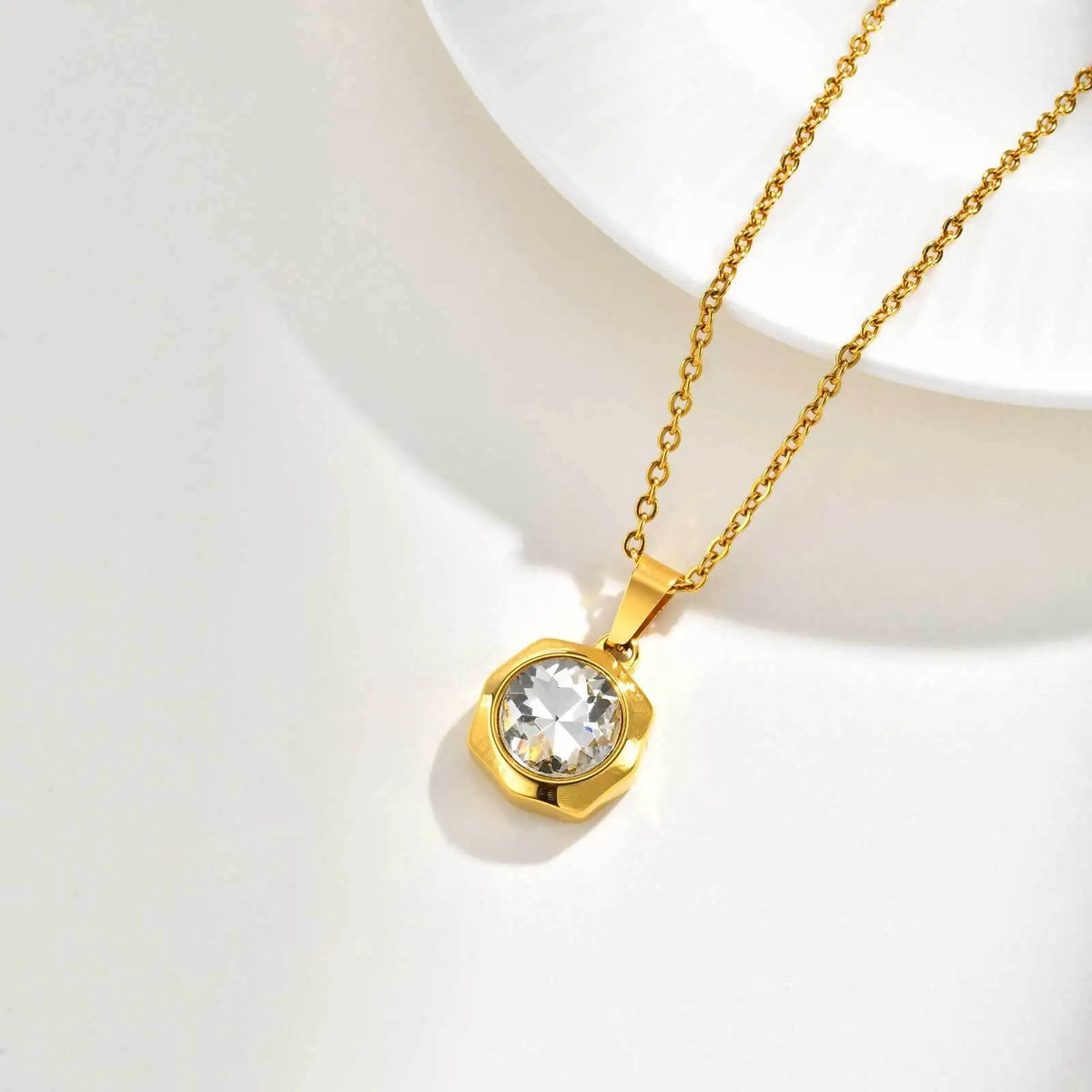 316L Stainless Steel Geometric Zircon Pendant Necklace Women Pendant Necklace SPOT