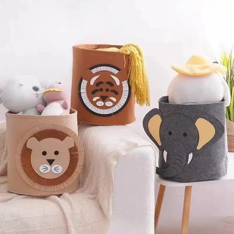 Cute Elephant Felt Storage Basket – Large Laundry Hamper Felt Storage Basket SPOT