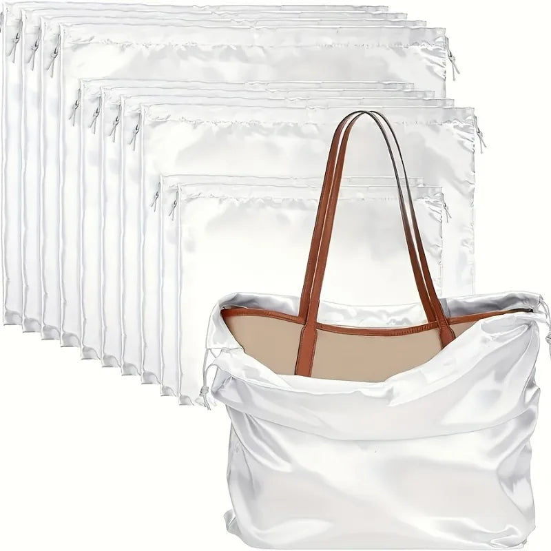 2-Pack White Satin Drawstring Bags – Dustproof Storage Pouches Satin Storage Pouch SPOT 2pcs