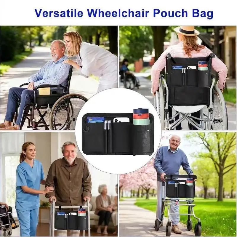 Wheelchair Armrest Storage Bag with Cup Holder | Oxford Cloth Wheelchair Armrest Bag SPOT