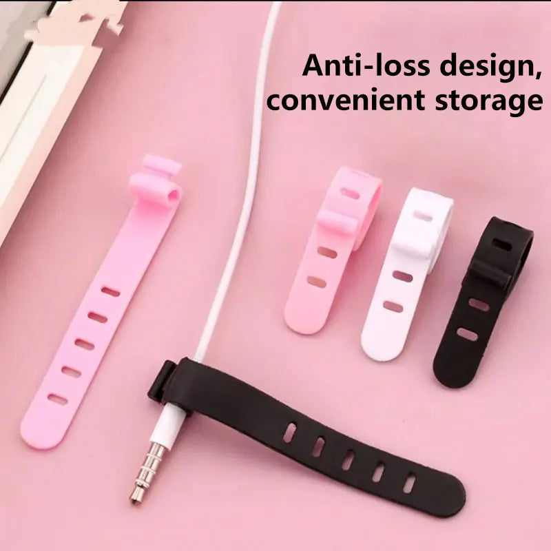 10-Pack Silicone Cable Ties – Reusable 5-Hole Cord Organizer Silicone Cable Ties SPOT