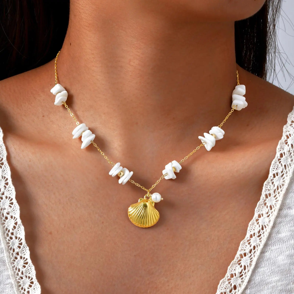 Puka Shell Pendant Necklace for Women – Waterproof Beach Jewelry Shell Pendant Necklace SPOT Default Title