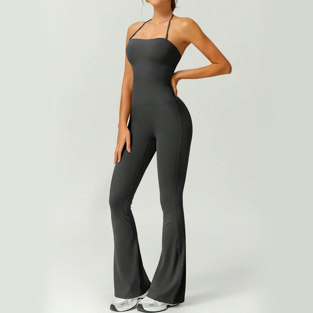 Women's Backless Flared Yoga Jumpsuit – Slim Fit Sportswear Yoga Jumpsuit SPOT
