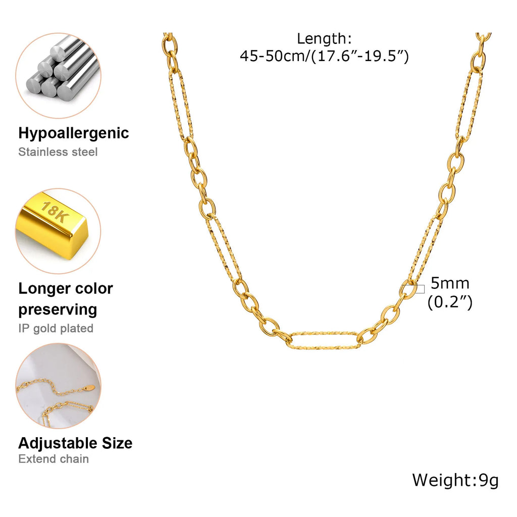 Gold Plated Stainless Steel Link Necklace – Dainty Jewelry for Women Chain Link Necklace SPOT