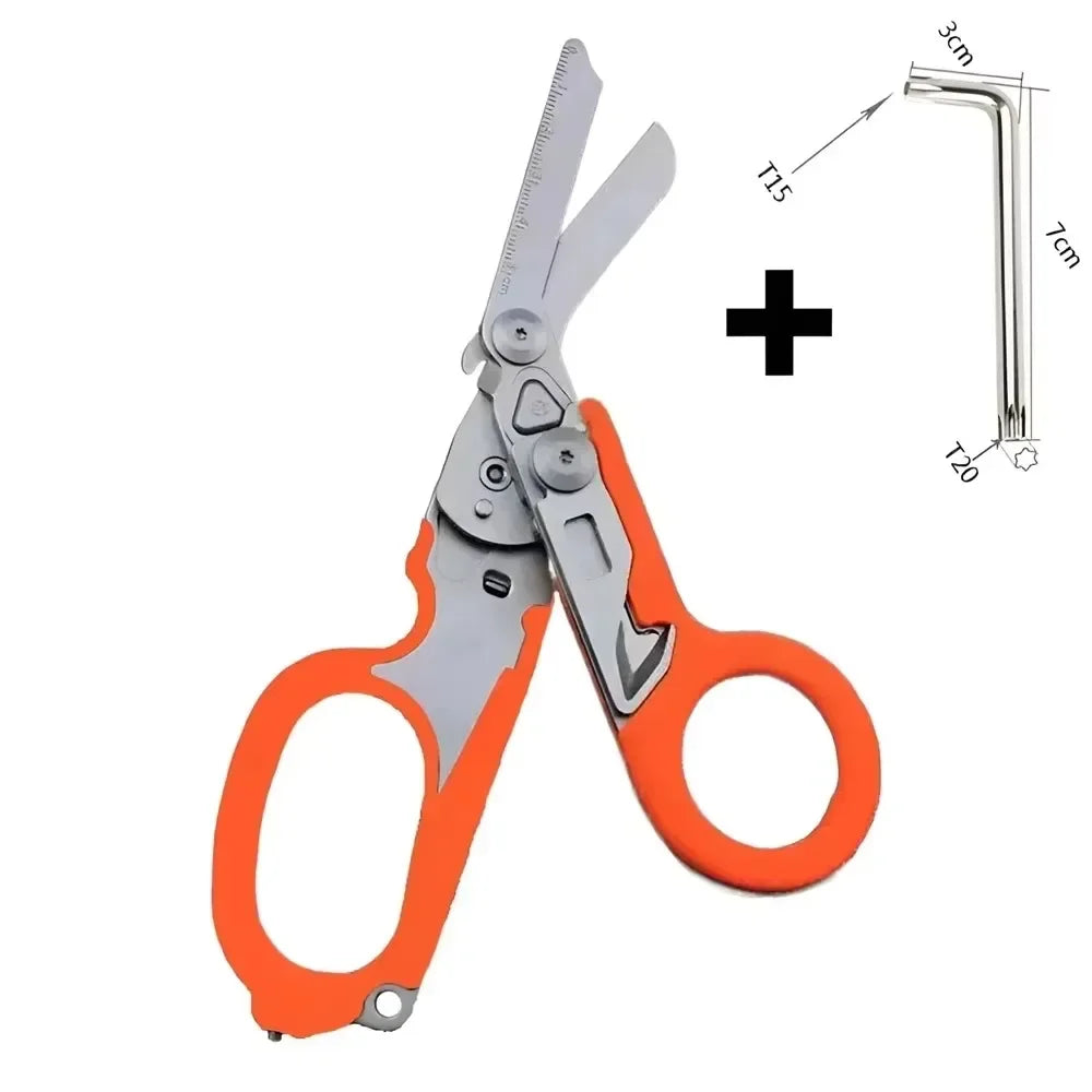 Tactical Folding Scissors Window Breaker Outdoor Survival Tool Tactical Multi-Tool SPOT Orange