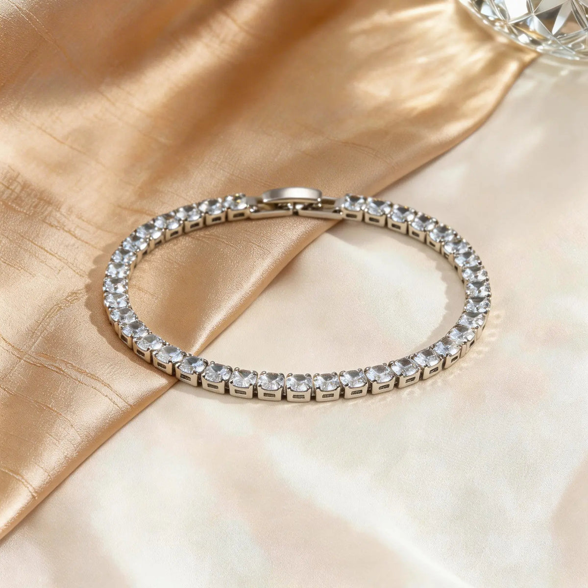Women's 4mm CZ Tennis Bracelet – Silver-Plated Stacking Gift Tennis Bracelet SPOT