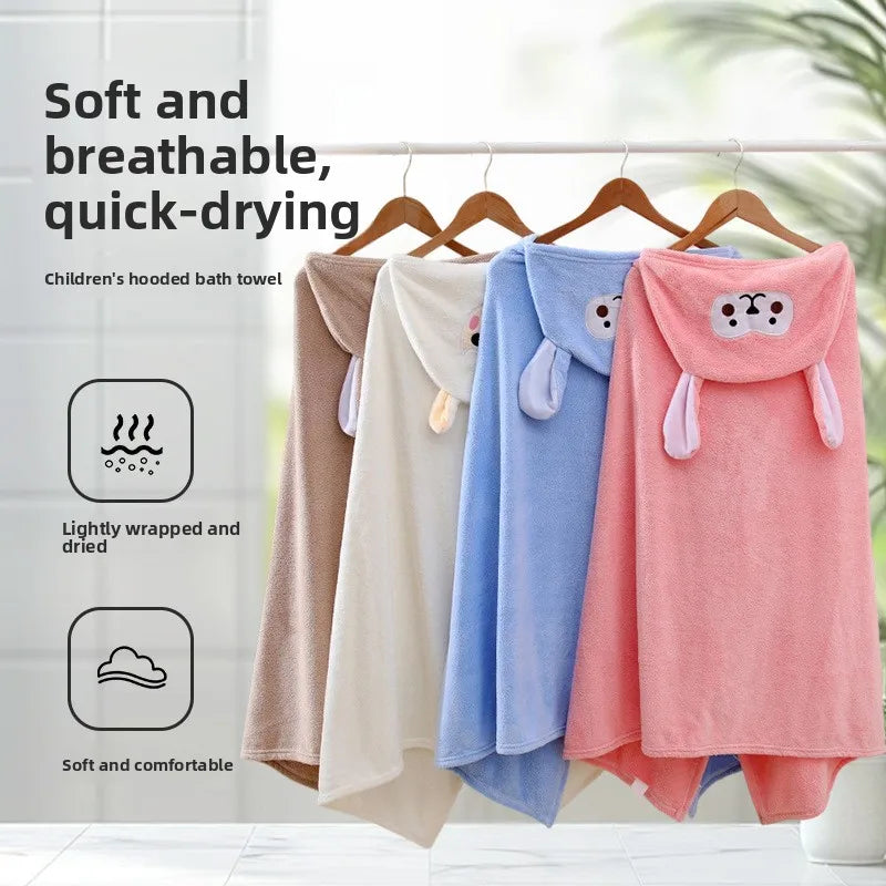 Kids Hooded Bath Towel – Soft Coral Fleece Cartoon Cape Kids Hooded Towel SPOT