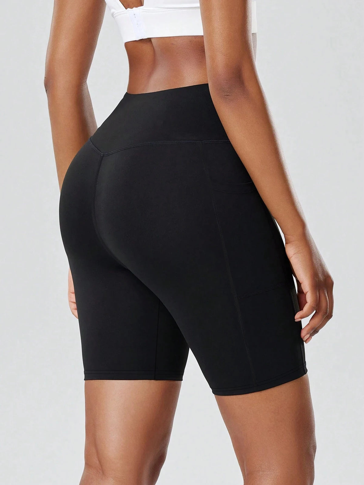 Women's High Waist Compression Yoga Shorts with Side Pocket Women's Yoga Shorts SPOT black XL