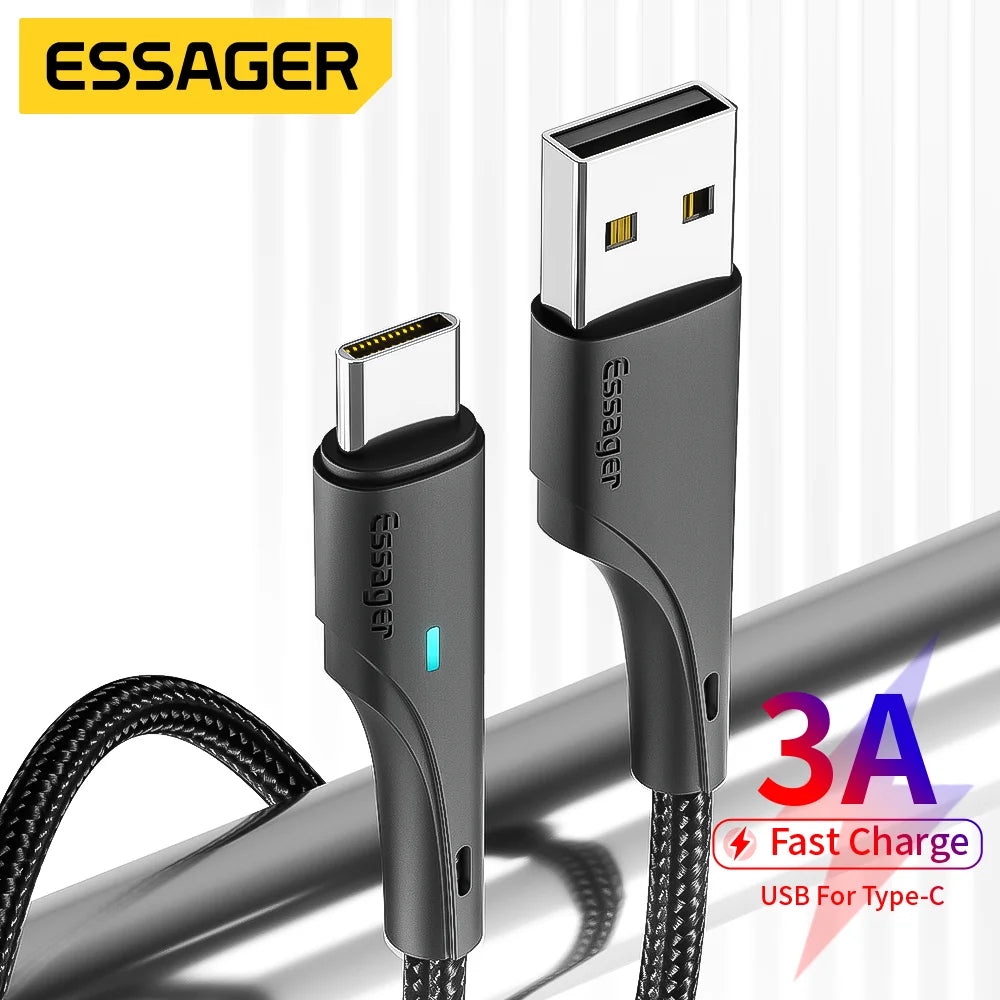 Essager 3A USB-A to USB-C Fast Charging Cable with LED USB-C Charging Cable SPOT