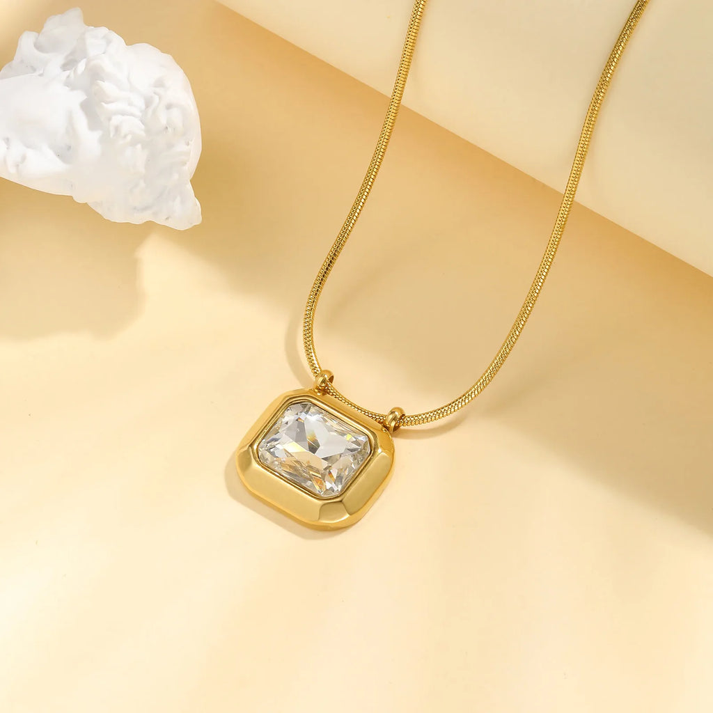 Cubic Zirconia Heart Pendant Necklace – Boho Gold CZ Pendant Necklace SPOT