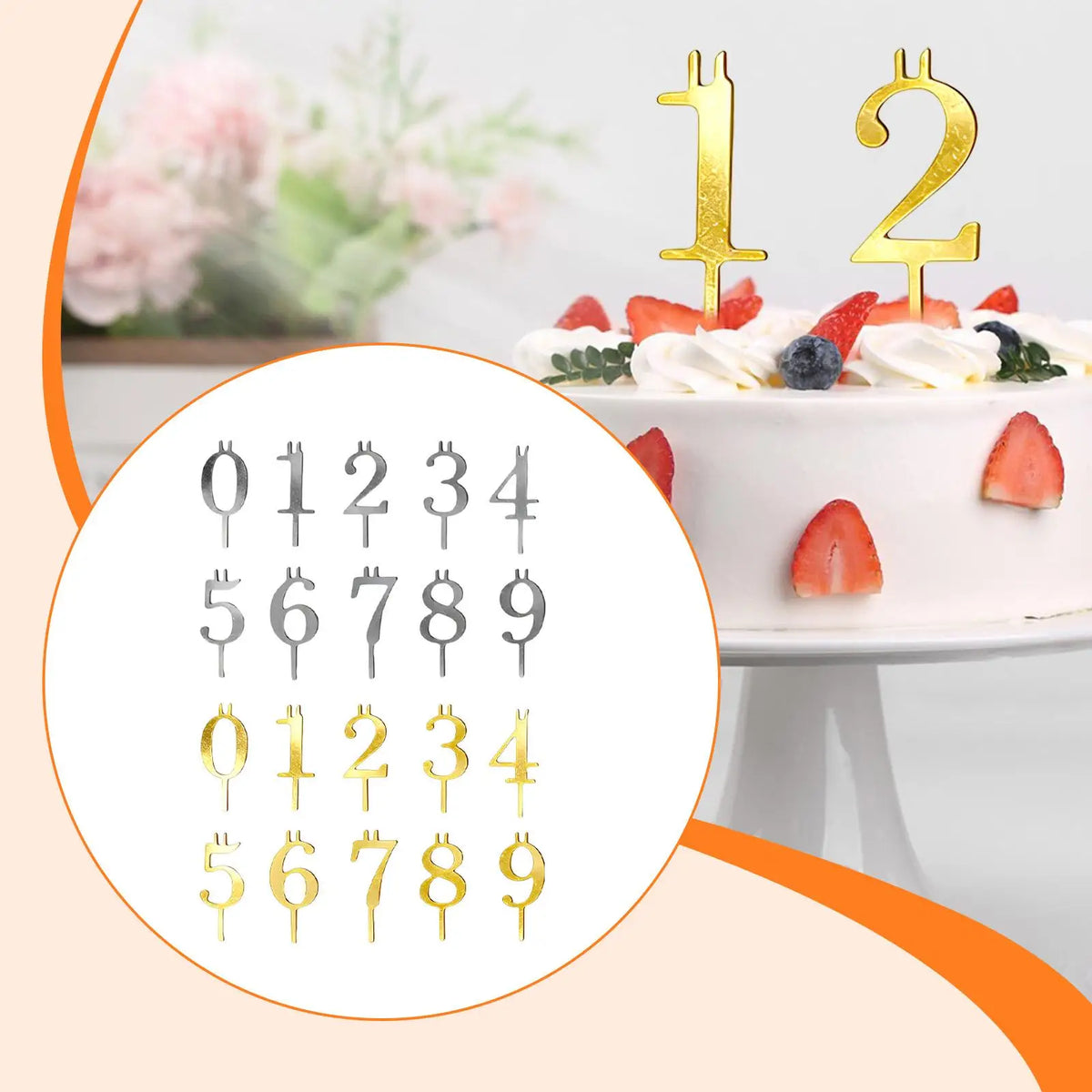 Stainless Steel Number Cake Topper Set 0–9 | Birthday Décor Cake Topper Set SPOT