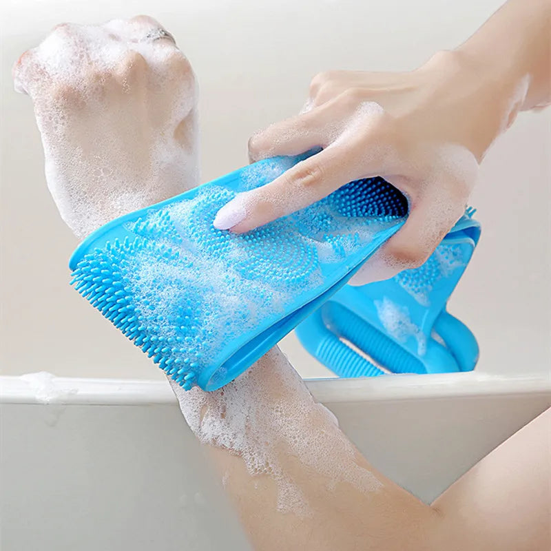 Silicone Bath Body Scrub Brush – Dual-Sided Exfoliating Belt Body Scrub Brush SPOT