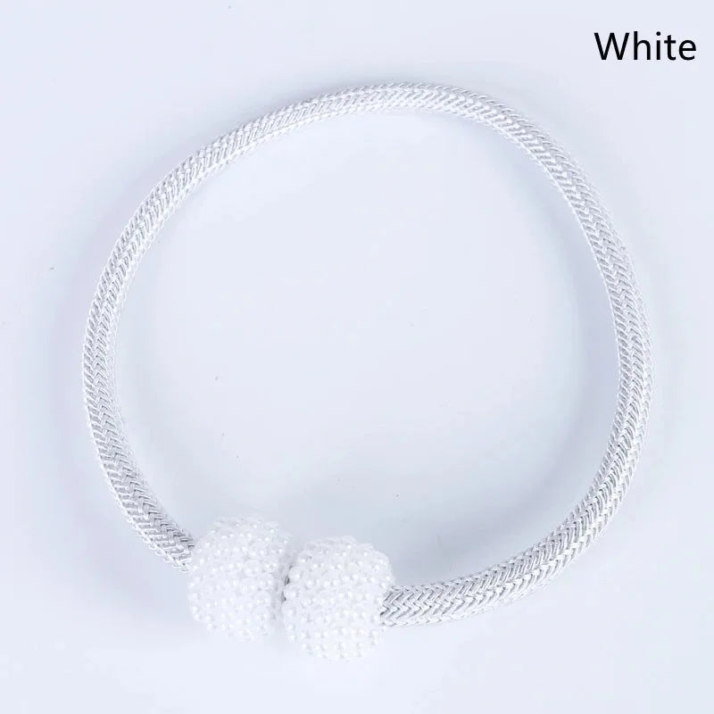 Pearl Magnetic Curtain Tie Backs – No-Drill Ball Buckle Clips Curtain Tie Backs SPOT White 2Pcs