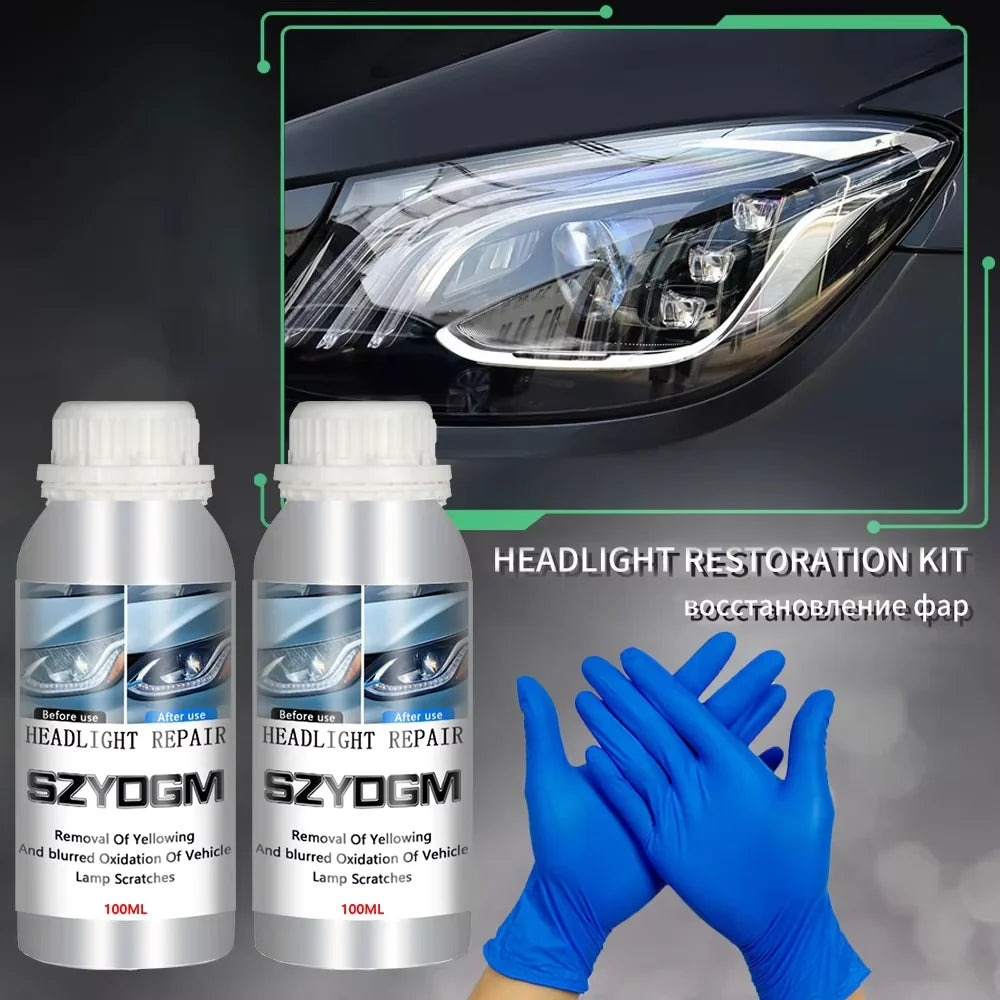 Car Headlight Restoration Liquid Polymer 100ml – 2-Pack Headlight Restore Fluid SPOT