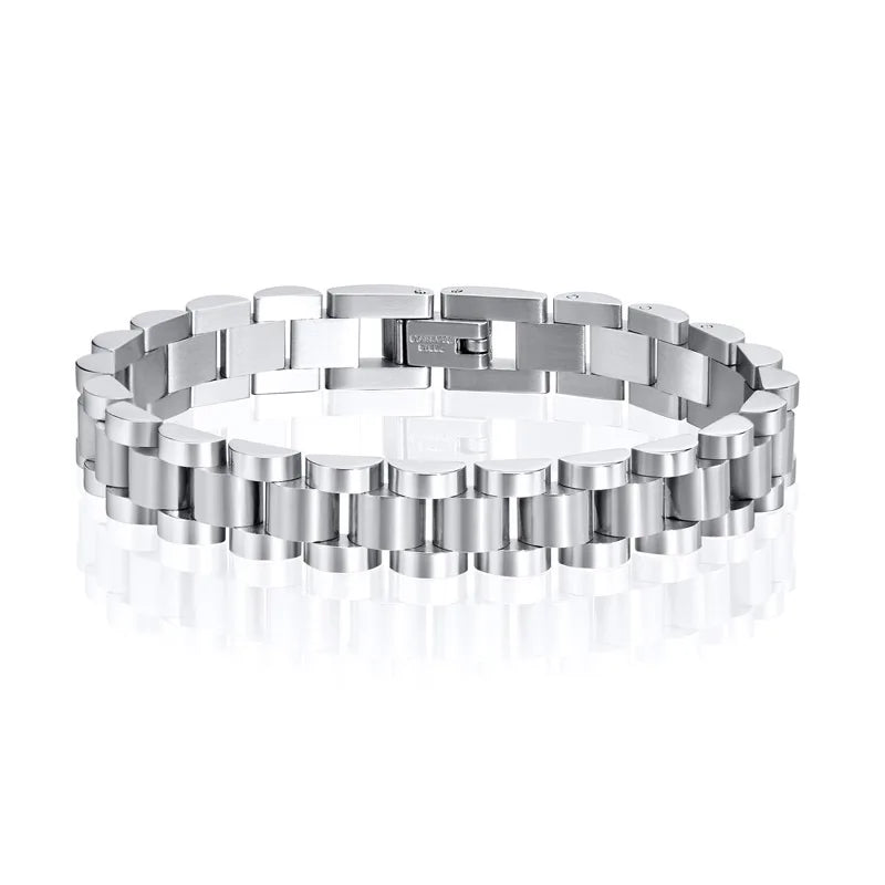 Meaeguet Presidential Link Bracelet – Stainless Steel, Gold/Silver Link Chain Bracelet SPOT Silver Color 21cm