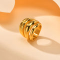 Chunky Croissant Ring – 18K Gold Stainless Steel Statement Ring Statement Ring SPOT RC-650G US RIng Size 09