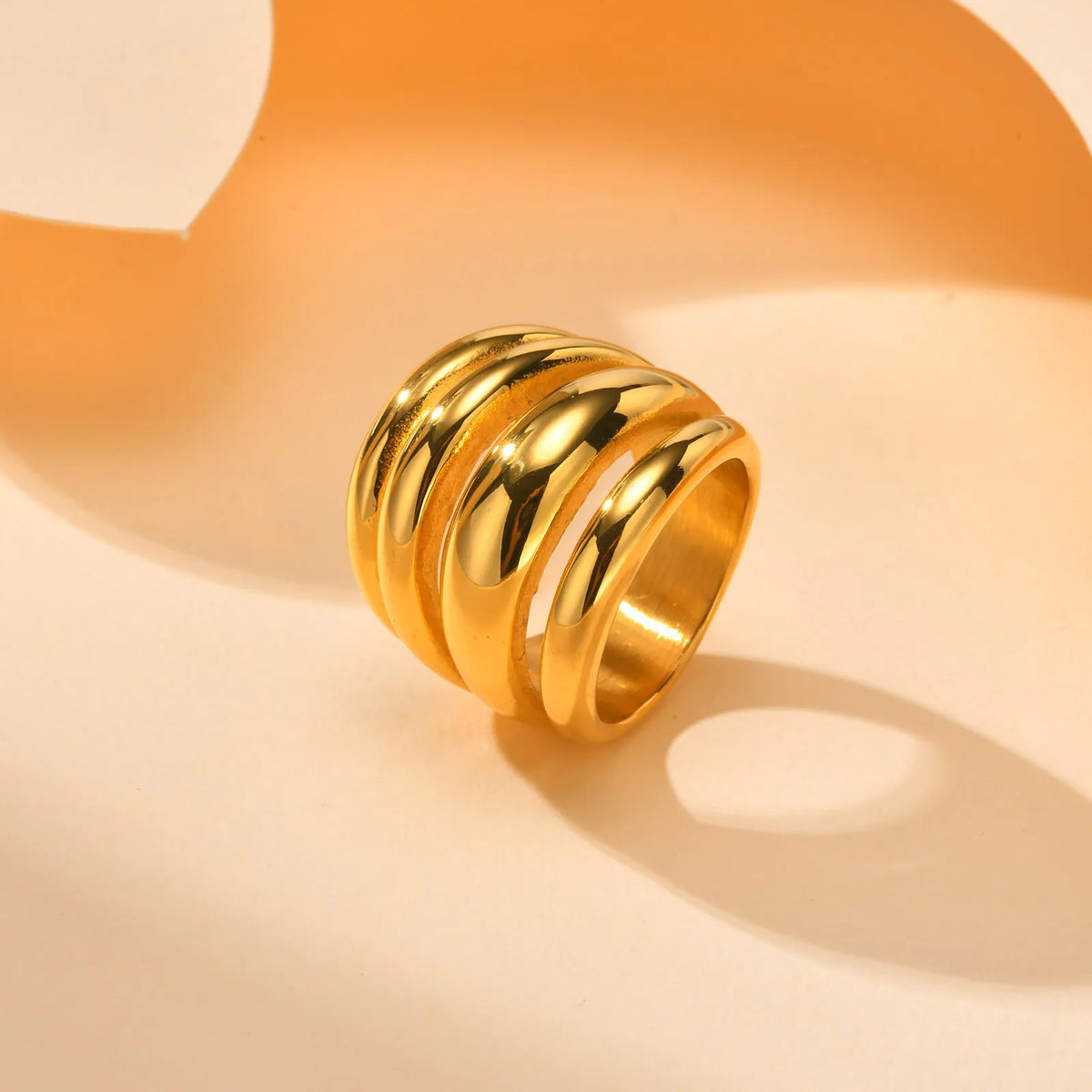 Multilayer Chunky Ring 18K Gold Plated Stainless Steel Women Gold Plated Ring SPOT