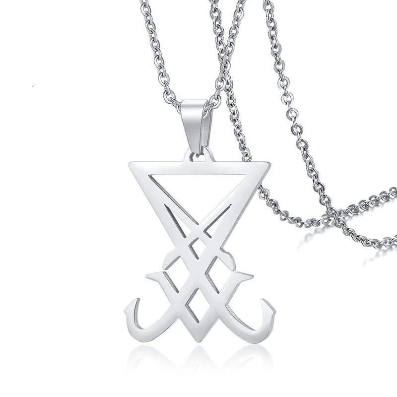 Sigil of Lucifer Stainless Steel Pendant Necklace for Men Pendant Necklace SPOT silver