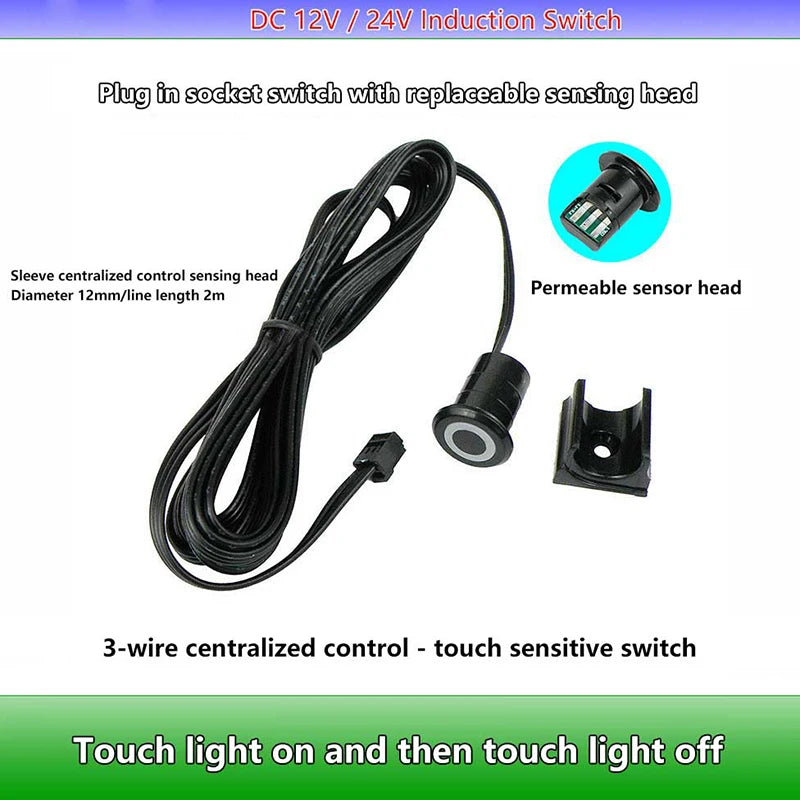 Mini LED Cabinet Sensor – PIR, Touch & Hand Sweep 12V–24V Cabinet Light Sensor SPOT Touch