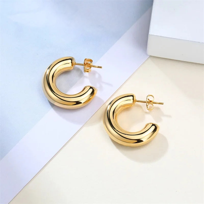 Hollow Tube Hoop Earrings – Stainless Steel Minimalist Hoops Hoop Earrings SPOT