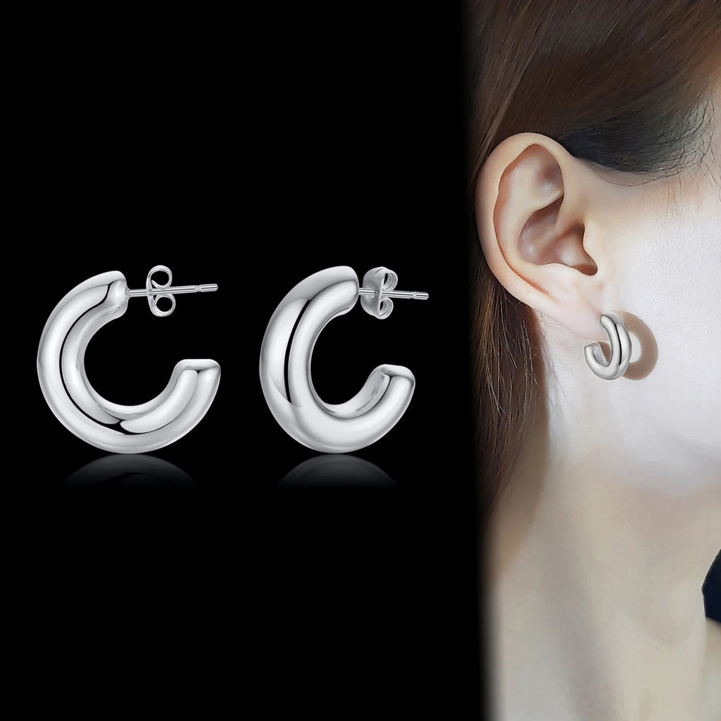 Hollow Tube Hoop Earrings – Stainless Steel Minimalist Hoops Hoop Earrings SPOT