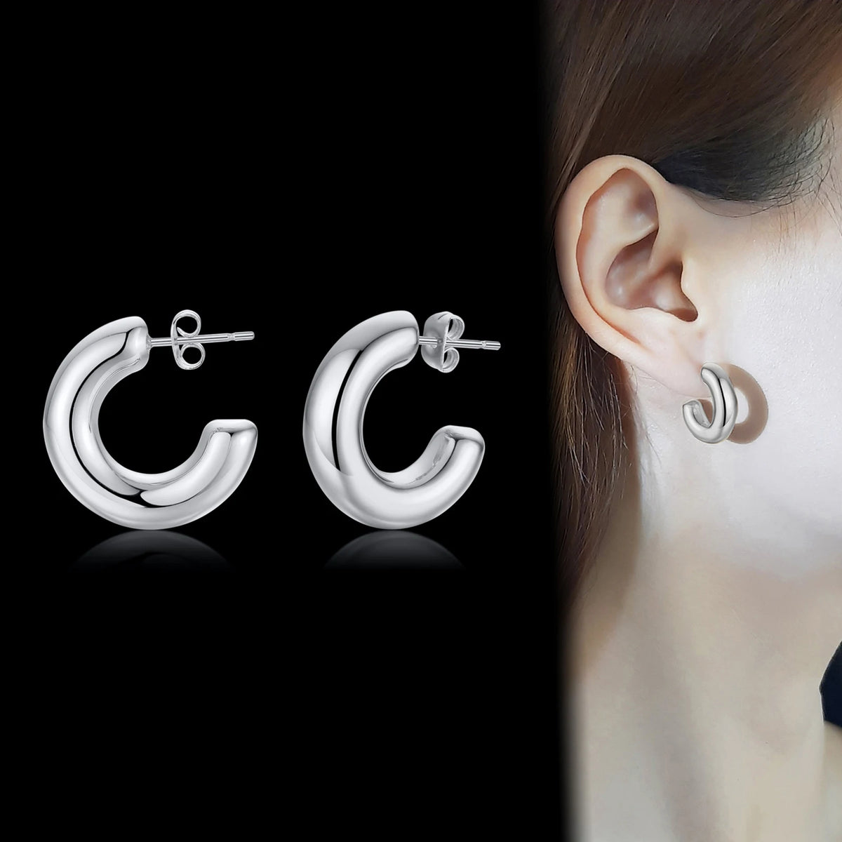 Hollow Tube Hoop Earrings – Stainless Steel Minimalist Hoops Hoop Earrings SPOT