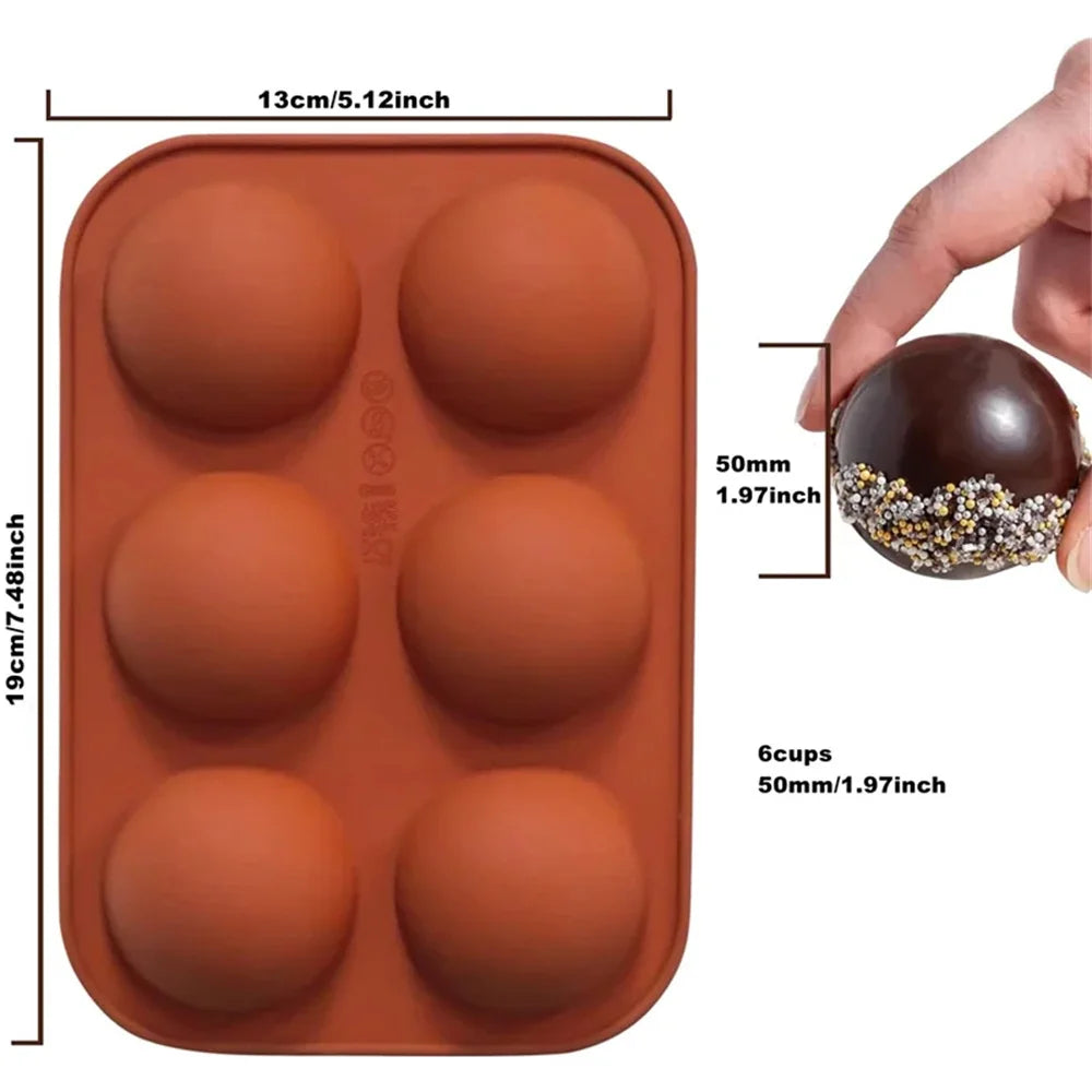 Sphere Silicone Dome Mold for Chocolate, Candy & Cake Silicone Baking Mold SPOT 6cup small Rectangular