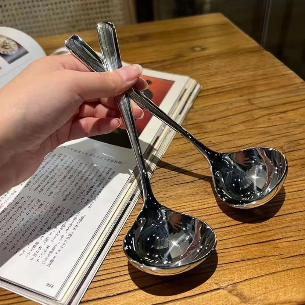 6-Pack Stainless Steel Soup Spoons – Long Handle, Deep Bowl Soup Spoon Set SPOT