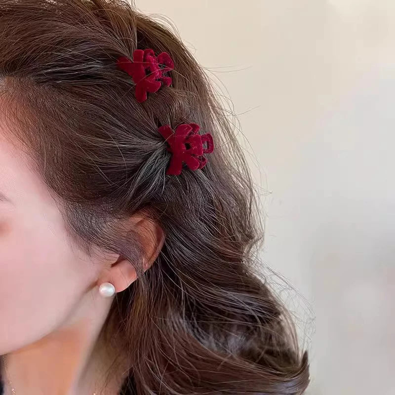 5-Pack Mini Velvet Bow Hair Claw Clips – Women & Girls Hair Bow Clips SPOT