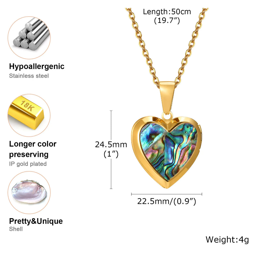 Women's Heart Locket Necklace – Gold Openable Shell Pendant Locket Pendant Necklace SPOT