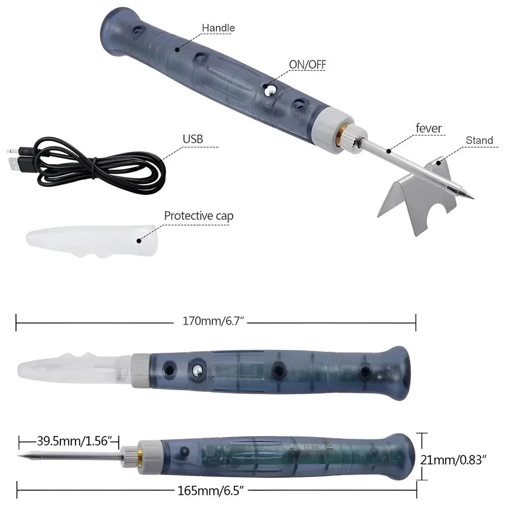 Mini USB Soldering Iron Kit 5V 8W – Adjustable Temp Welding Pen USB Soldering Iron SPOT