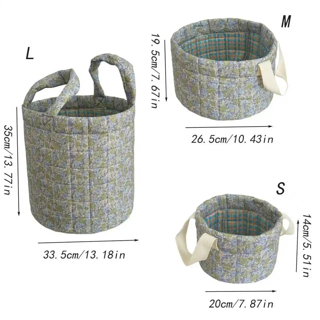Vintage Floral Quilted Storage Basket with Handle – 3 Sizes Fabric Storage Basket SPOT